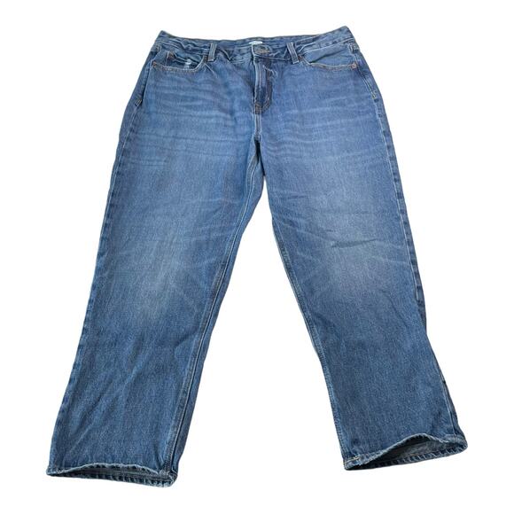 Old Navy Womens Jeans Size 14 Distressed High Rise Cropped Blue Denim Med Wash - Picture 1 of 9